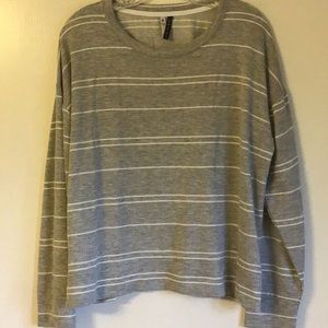 Cozy Gray & White stripped top.